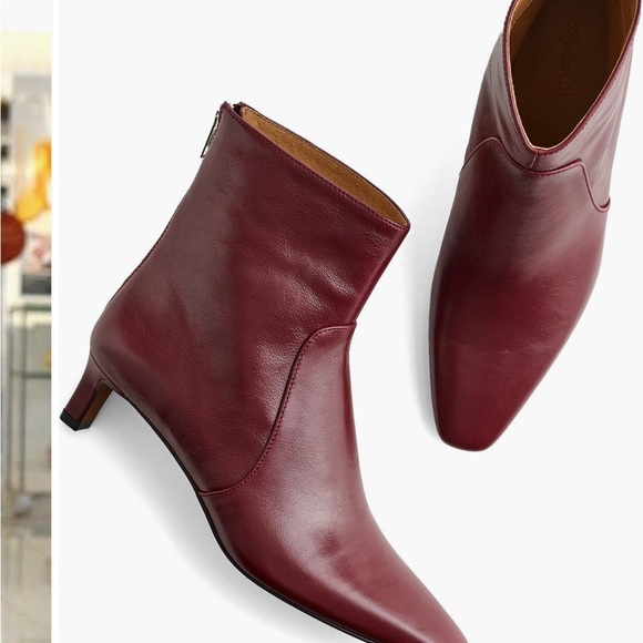 Madewell Deep Red Leather Ankle Boots - Picture 5 of 6